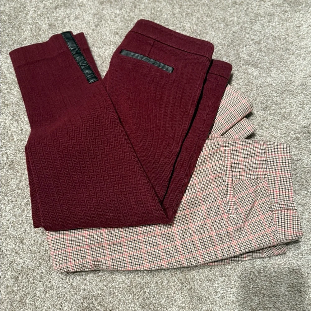 BUNDLE Banana Republic BURGUNDY and Black Dress Pants with Classic Style & Plaid